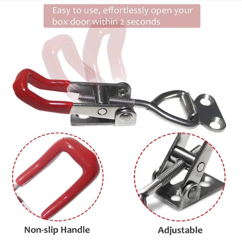 

4PCS Stainless Steel Locks Adjustable Buckles Horizontal Clamp Quick Door Bolt Clamp-A57X