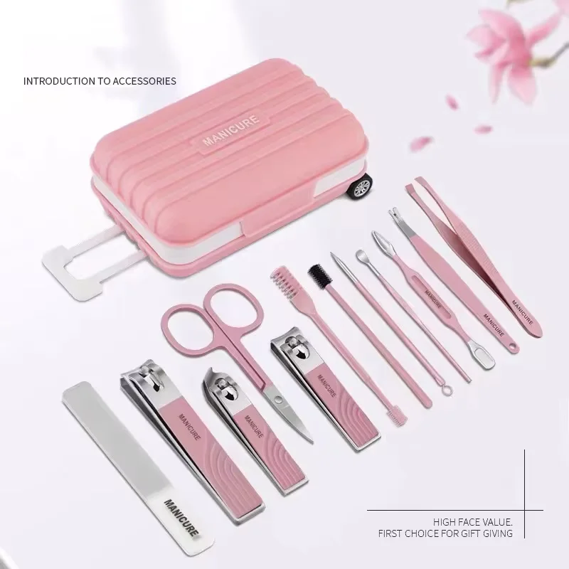 

12pcs/set Manicure Set Nail Clipper Pedicure Sets High-quality Stainless Steel Professional Nail Cutters Tools with Travel Case