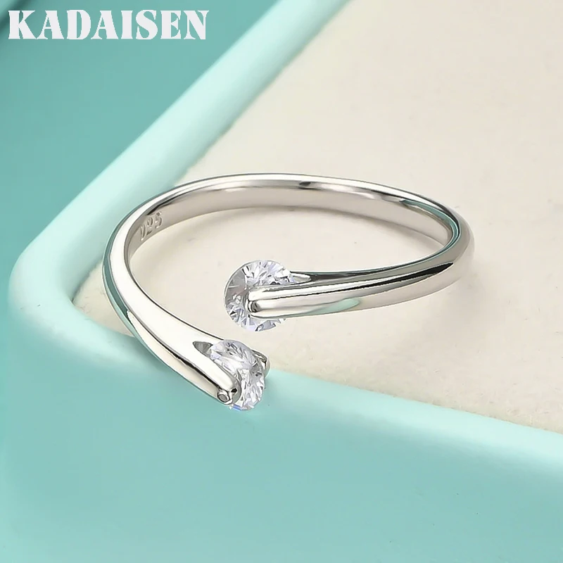 

Real 925 Sterling Silver Rings Open Design 925 Sterling Silver AAAAA Zirconia Adjustable Ring Party Jewelry For Women Sr60