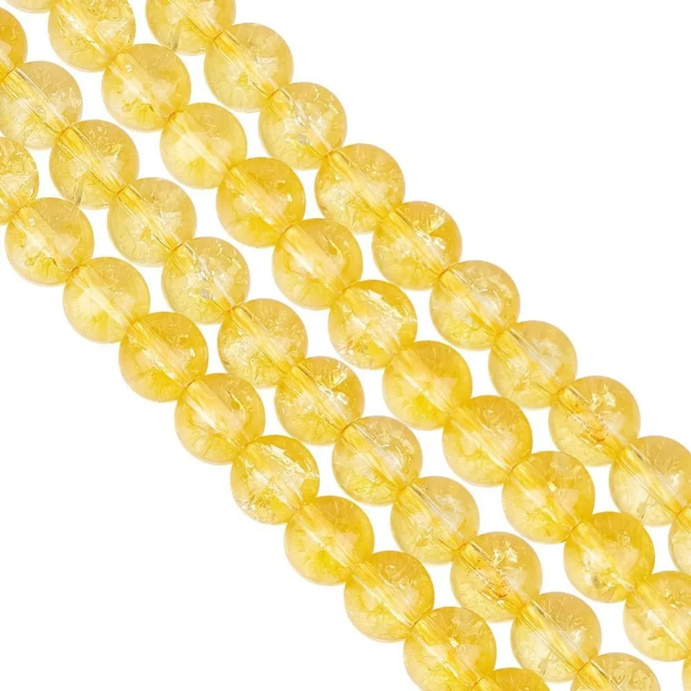 About 100 Pcs Citrine Round Beads 8mm, Translucent Golden Citrine Gemstone Beads Stone Loose Beads Spacer Bead 1mm Hole for