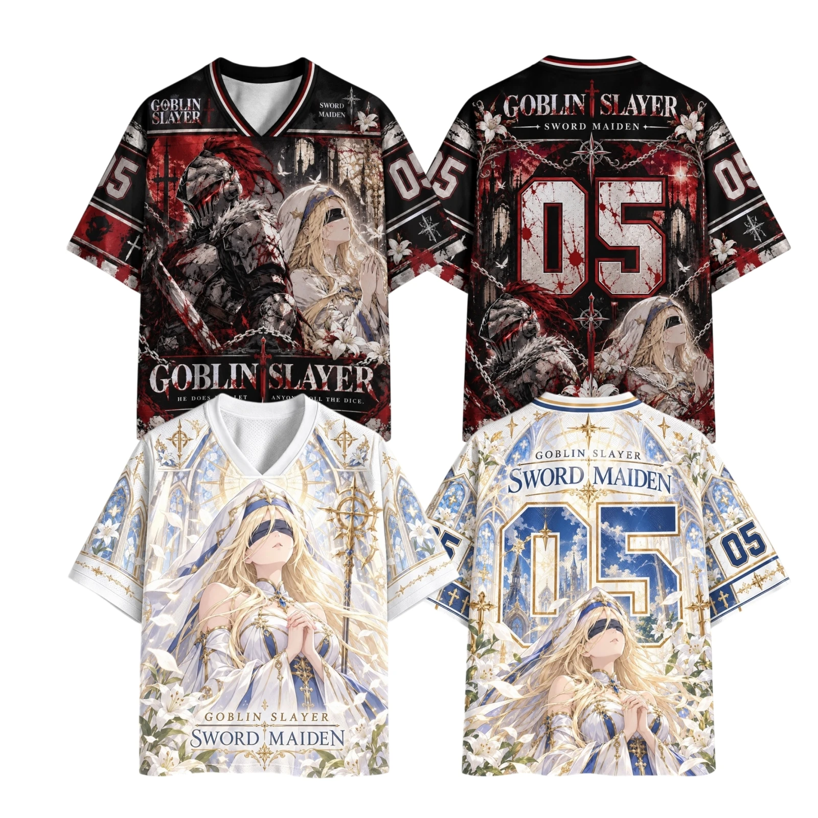 Goblin Slayer Sword Maiden Breathable Football Jersey Men Women Adults Kids Athleisure Family Oversized Y2k Anime Sports T-Shirt