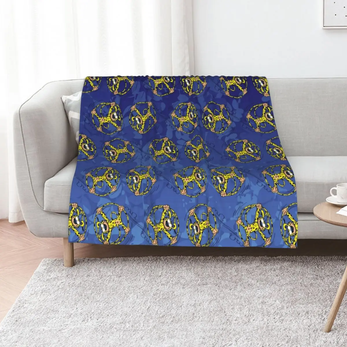 

Marsupilami rolling in tail / Dark blue / Pattern Throw Blanket Beautifuls decorative Extra Large Throw Summer Blankets