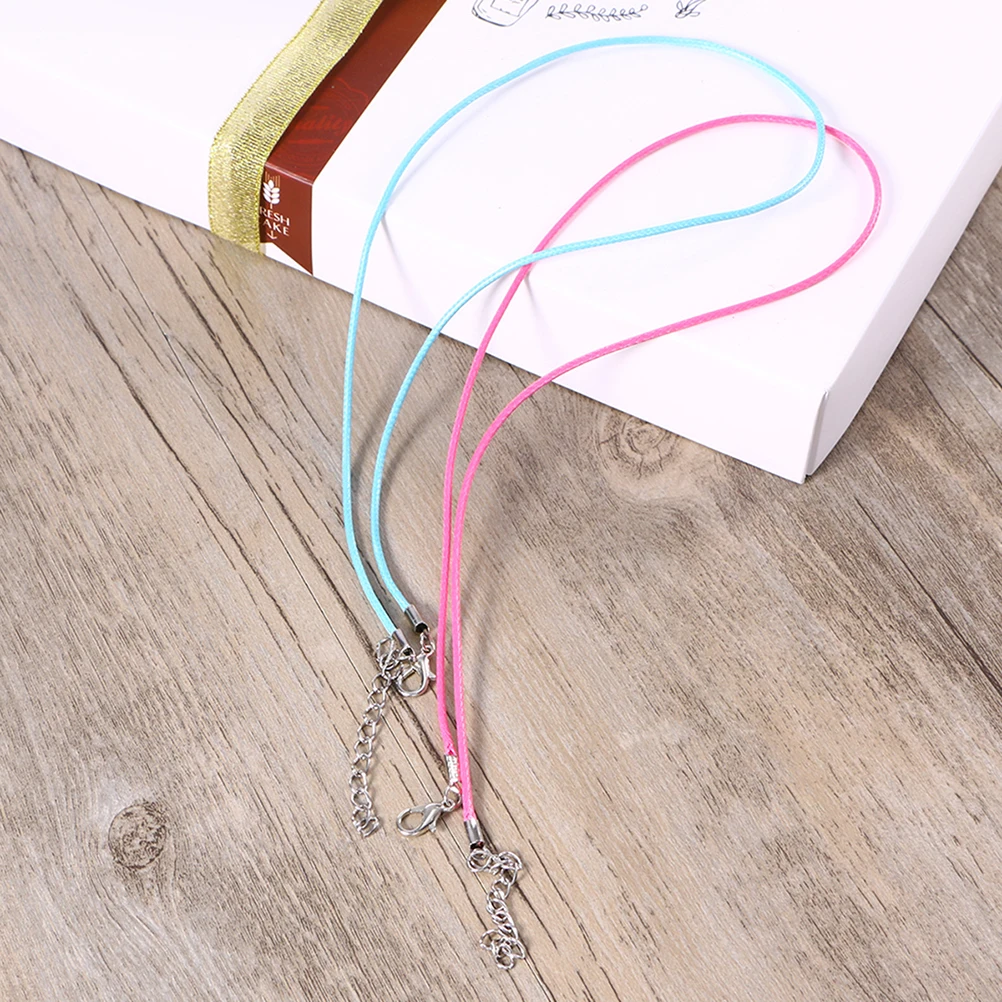 

60Pcs Assorted Color Waxed Fabric Necklace Cords With Extension Chain And Lobster Clasp For Diy Jewelry Making Accessories
