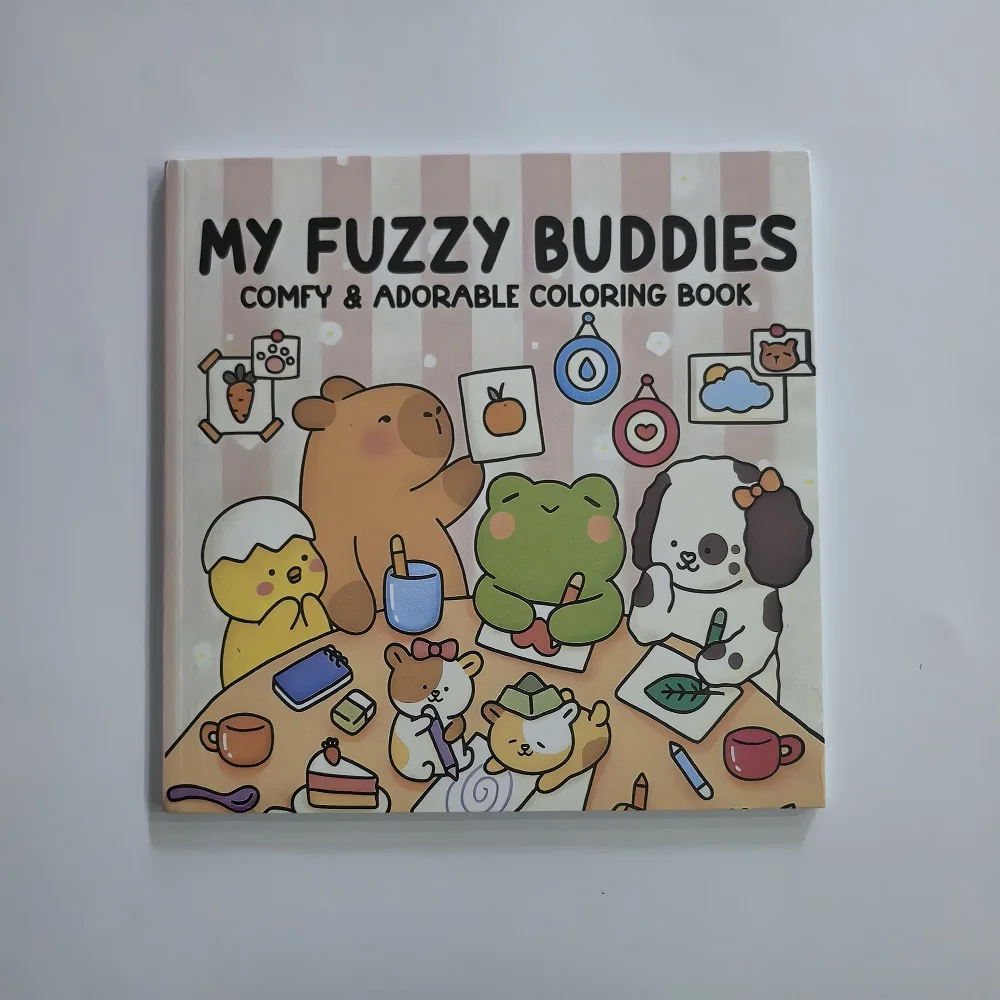 

My Fuzzy Buddies Coloring Book for Adults And Teens - Stress-Relief Art Therapy with Cute Pets in Chill Moments