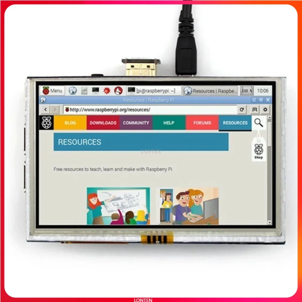 

5-дюймовый портативный монитор HDMI 800x480, сенсорный ЖК-экран, 5-дюймовый дисплей для Raspberry Pi 4 3B +/ПК/банан Pi