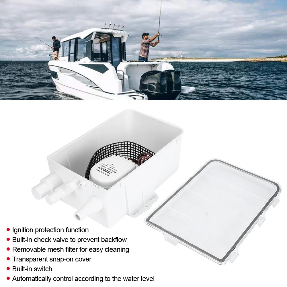 

Marine Shower Pump 750GPH Shower Sump Shower Sump Pump System Boat RV Bilge 12V 750GPH Marine Multi Port Drain Box Shower Sump