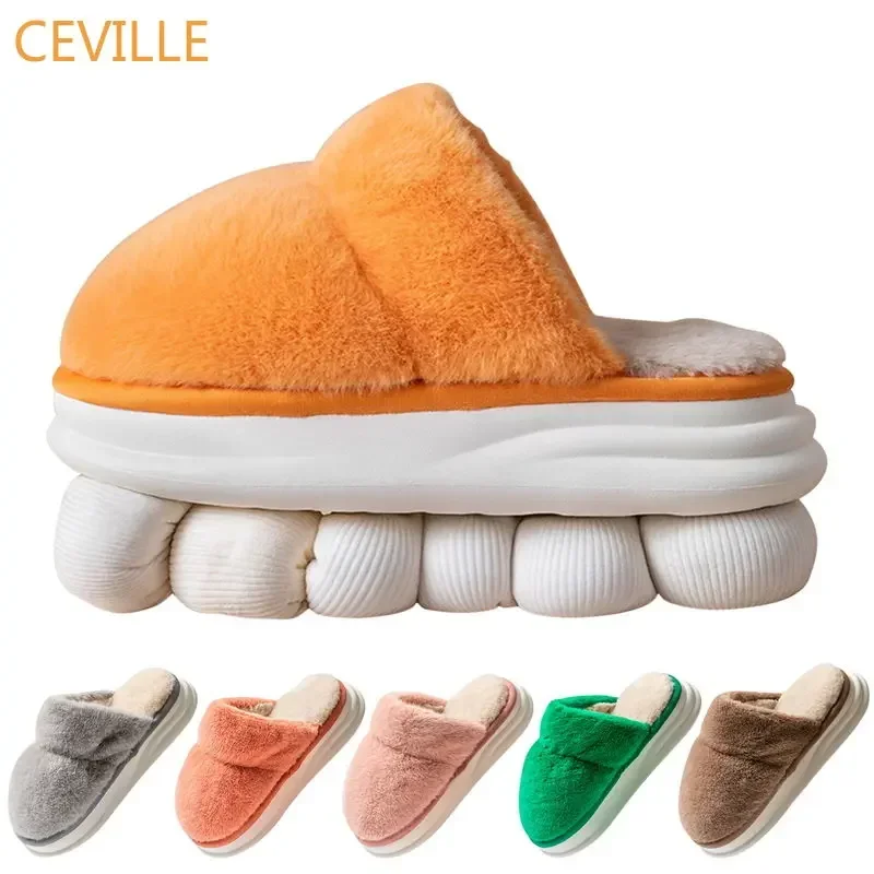 

Soft Indoor Cotton Slippers for Women Men Winter Home Bedroom Solid Color Fur Fluffy House Slippers Thick Cotton Slippers Shoes