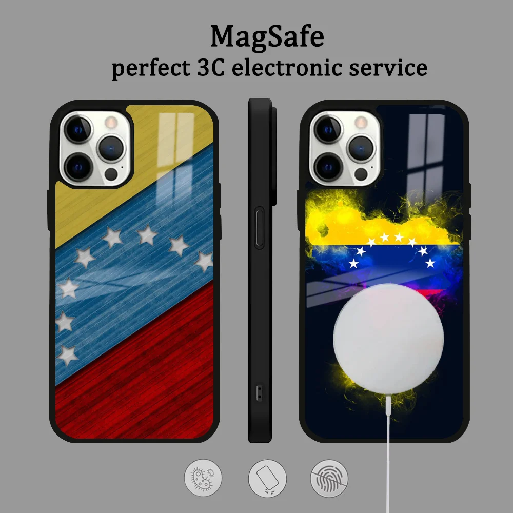 Flag of Venezuela Phone Case For iPhone 16 15 14 13 12 11 Pro Max Plus Mini Magsafe Mirror Wireless Magnetic Cover