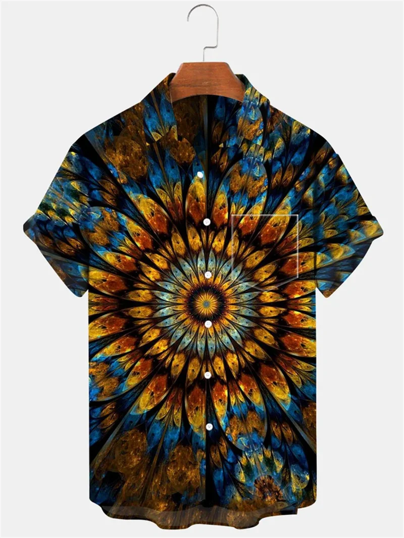 Men's shirt, ocean animal print clothing, beach vacation Hawaiian shirt, casual lapel, fashionable short sleeved top, 2025