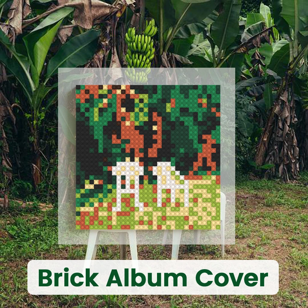 

B-Bad Bunny Music Album Cover Building Blocks Mosaic Pixel Art Brick Painting DIY Decorative Painting Home Wall Decor