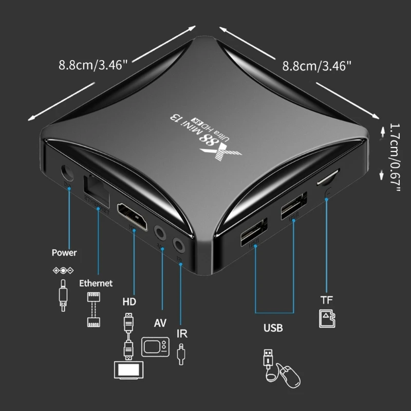 X88 Mini13 2G+16G Dongle 5Ghz WIFI Media Player BOX 2.4+5Ghz DropShipping