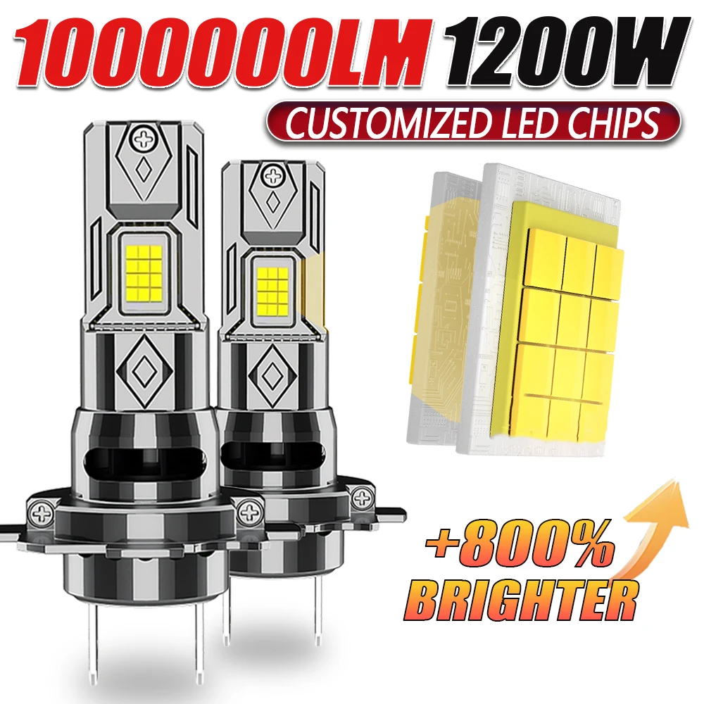 

H7 LED Auto Headlight Bulbs CANBUS 1000000LM Super Bright Turbo Fan Mini Car Spotlight Headlamp Wireless Foggers Plug&Play 12V