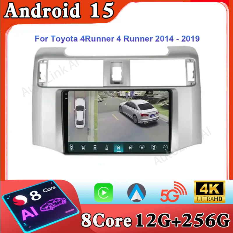 

Android15 Автомобильный радиоприемник для Toyota 4Runner 4 Runner 2014-2019 Навигация GPS Мультимедийный видеоплеер Стерео Carplay BT 360 Камера