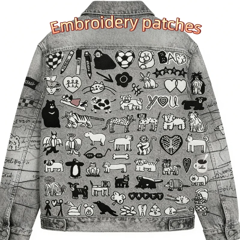 

1 PCS Woodland Creature Patches, Big Black Bear Embroidery Iron on For Backpack Jacket DIY