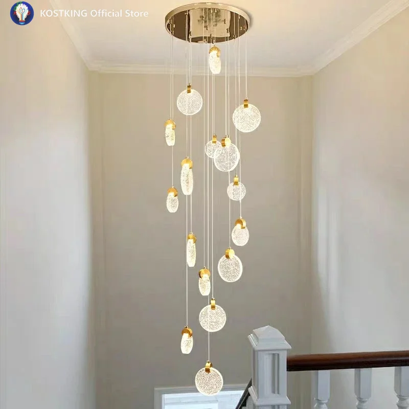 Nordic Bubble Crystal Ceiling Chandelier For Bedroom Bedside Villa Staircase Duplex Building Home Decoration Accessories