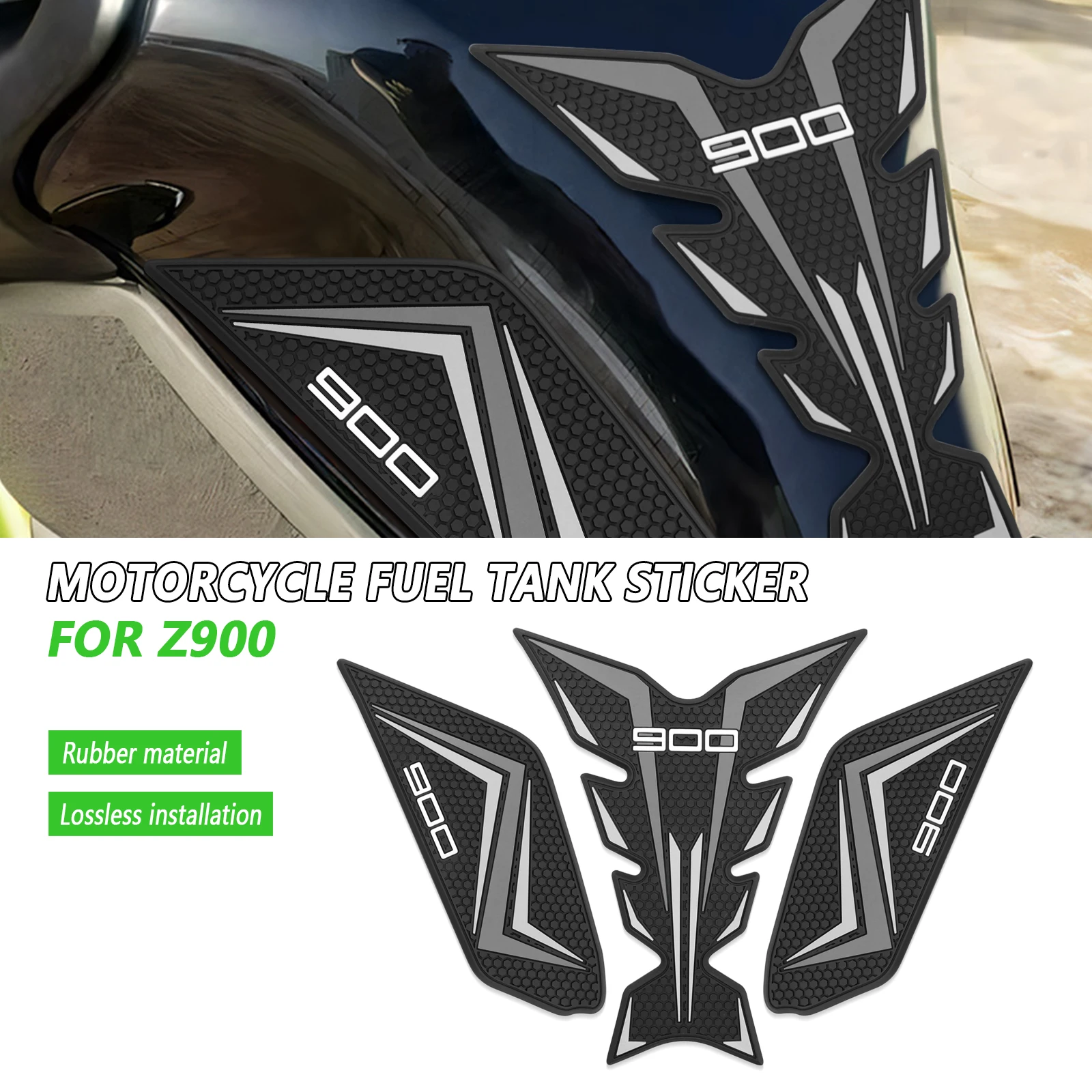 

For Kawasaki Z900 Z900SE Z 900 SE 2025 Motorcycle tank Sticker pad Non-slip Side Fuel Rubber Waterproof Stickers