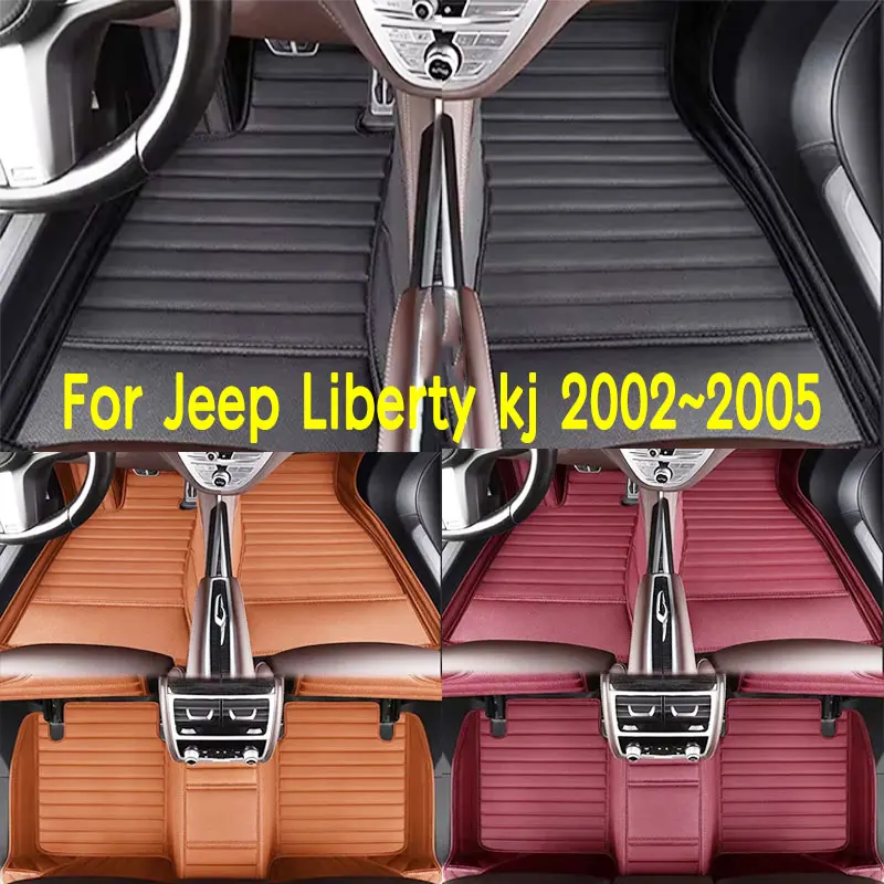Tapis de sol de voiture adaptés à la Jeep Liberty kj 2002 ~ 2005, tapis intérieur de voiture en cuir PU antidérapant et résistant à l'usure