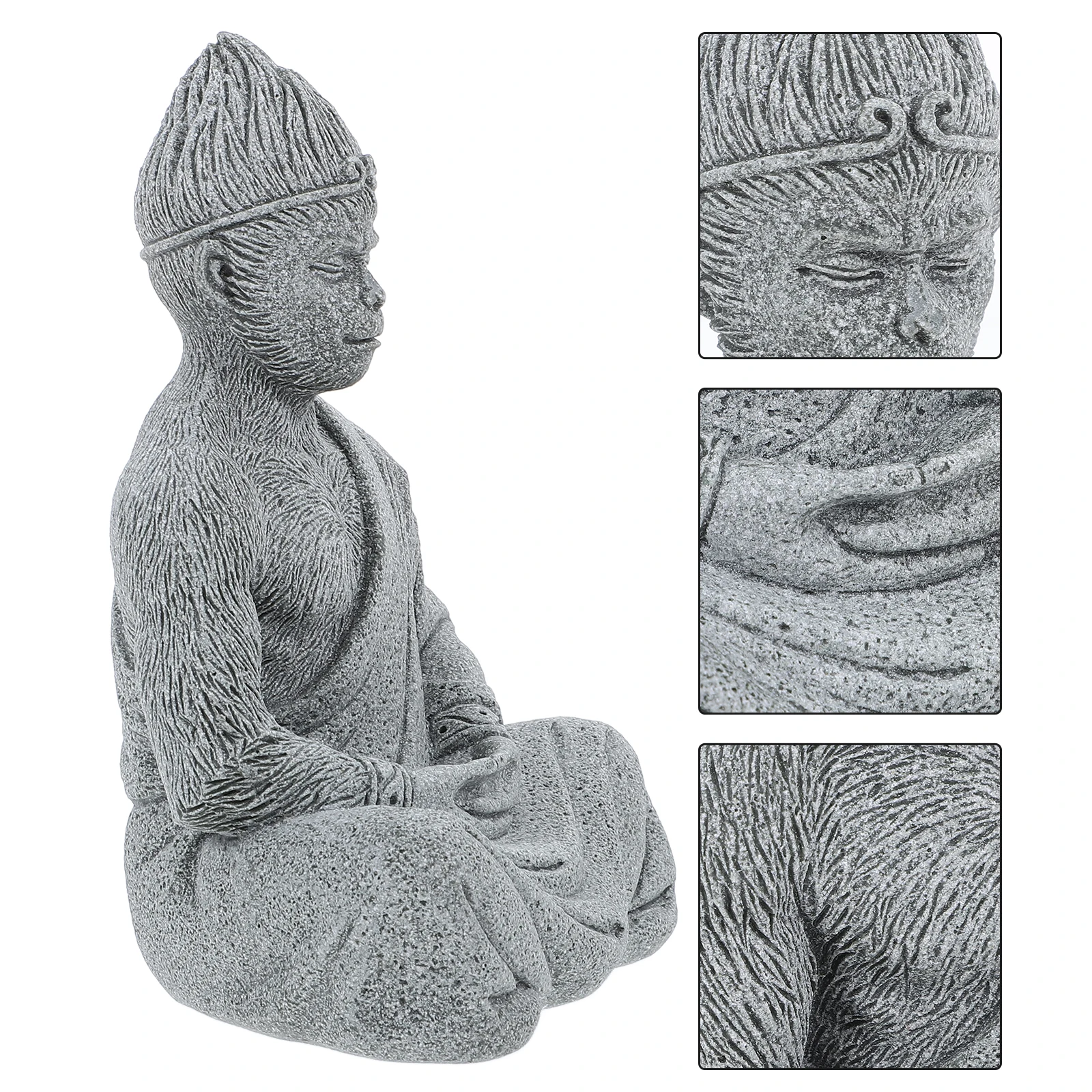 

Mini Buddha Statue Stone Powder Compact Size Garden Decor Fish Tank Buddha Ornament Small Detailed Sculpture Stable Base