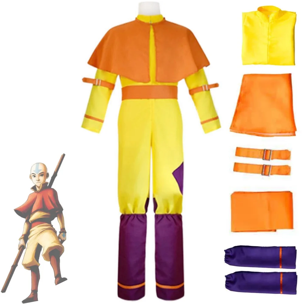 

Aang The Last Airbender Cosplay Costumes Anime Avata The Last Airbender Tops Pants Suits in Halloween Party for Men and Women