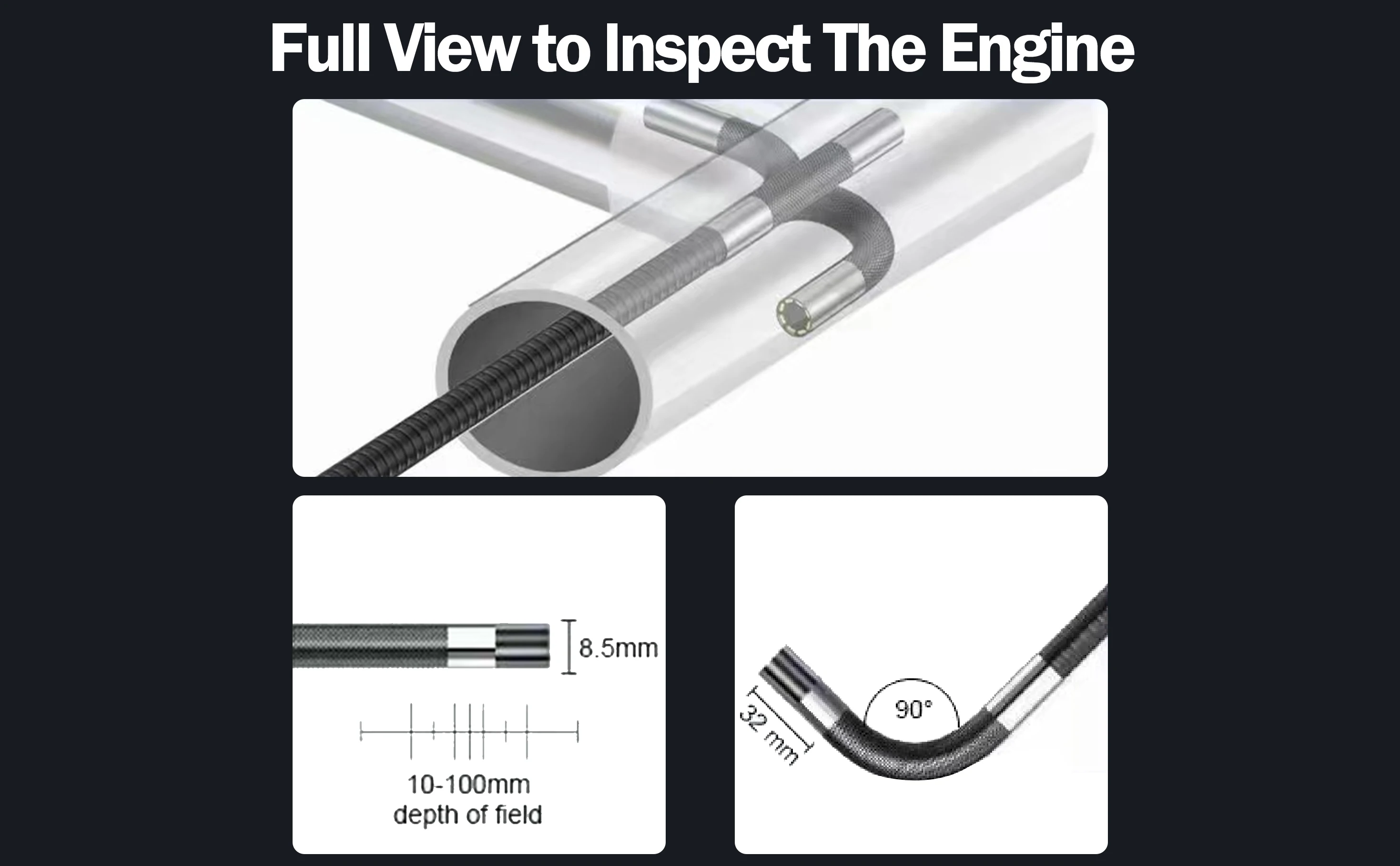 5-Inch 360 ° Rotating Dual-Lens Endoscope, 3.9MM IPS Endoscope Inspection Camera, Automotive Mechanical Industrial Endoscope