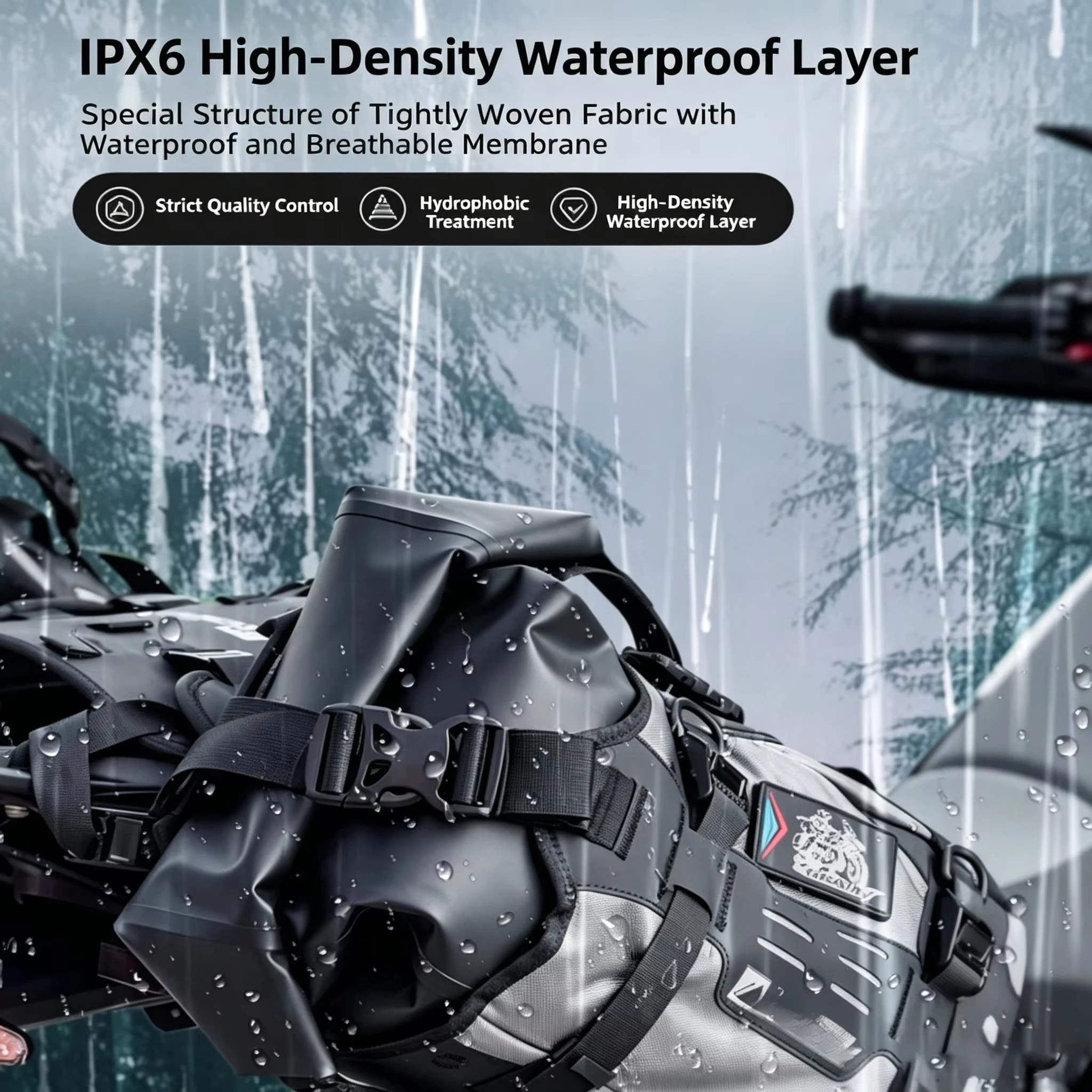 40L Universal Motorcycle Side Bag Waterproof Side Hanging Travel Luggage Carrying Bag Saddle Bags Rear Seat Off-road Protection