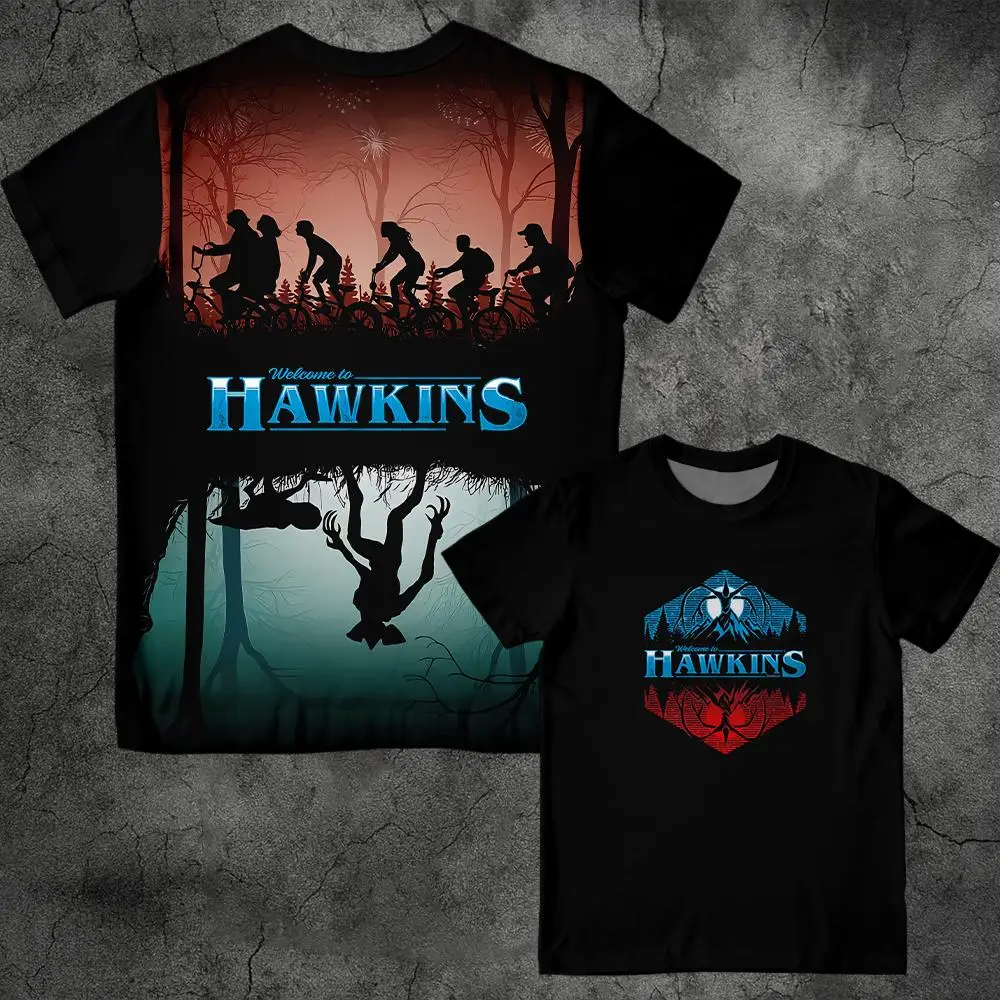 Eddie Munson Stranger Vintage Print T-shirt Demogorgon Cannibal Flower Hawkins Graphic Tee Y2K Streetwear Men's And Women's Tops