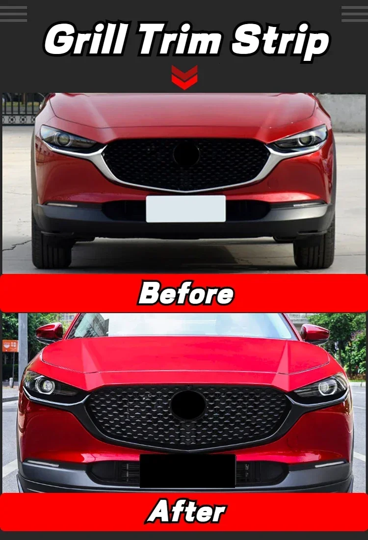 For Mazda Grille Strip Trim Glossy Black Grill For Mazda 3 Axela For Mazda 6 Atenza CX-30 CX4 CX5 Car Accessories Exterior Part