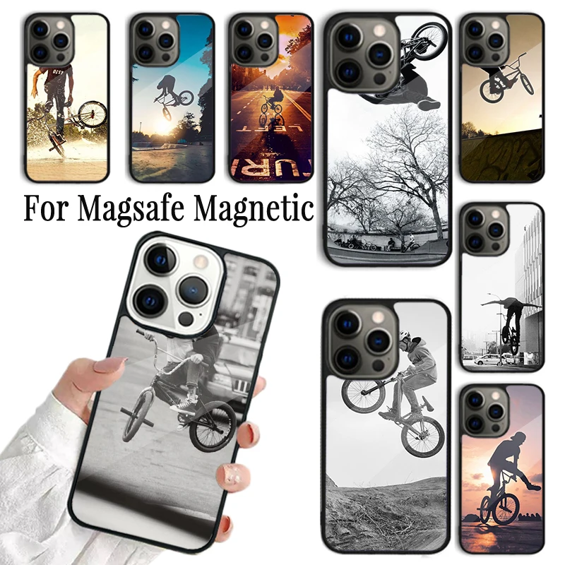 

Чехол для телефона Coque для iPhone 16, 15, 14, 13, 12, Mini 11 Pro Max Plus Magsafe, магнитный чехол для беспроводной зарядки, BMX Bike Extreme Sport