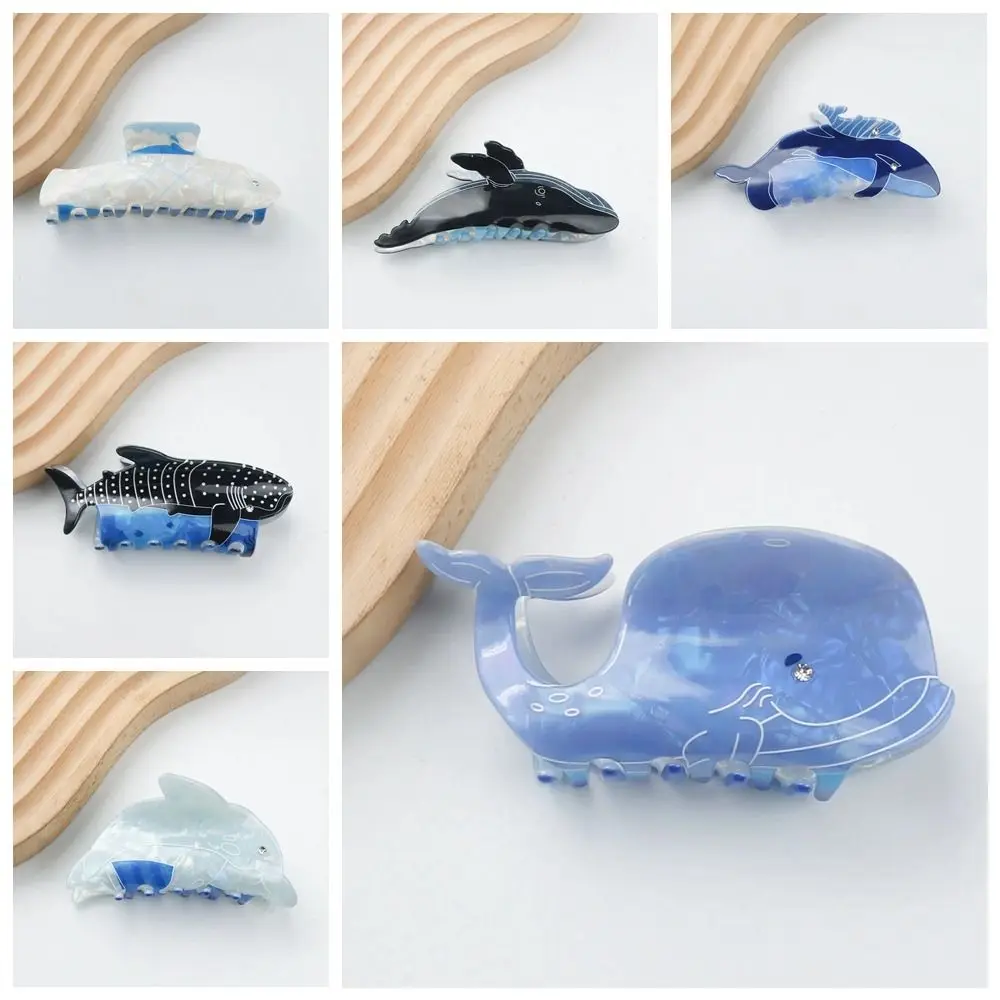 Whale Animal Hair Claw Creative Blue Sea Creature Fish Dolphin Hair Clip Cartoon Grab Clip Female