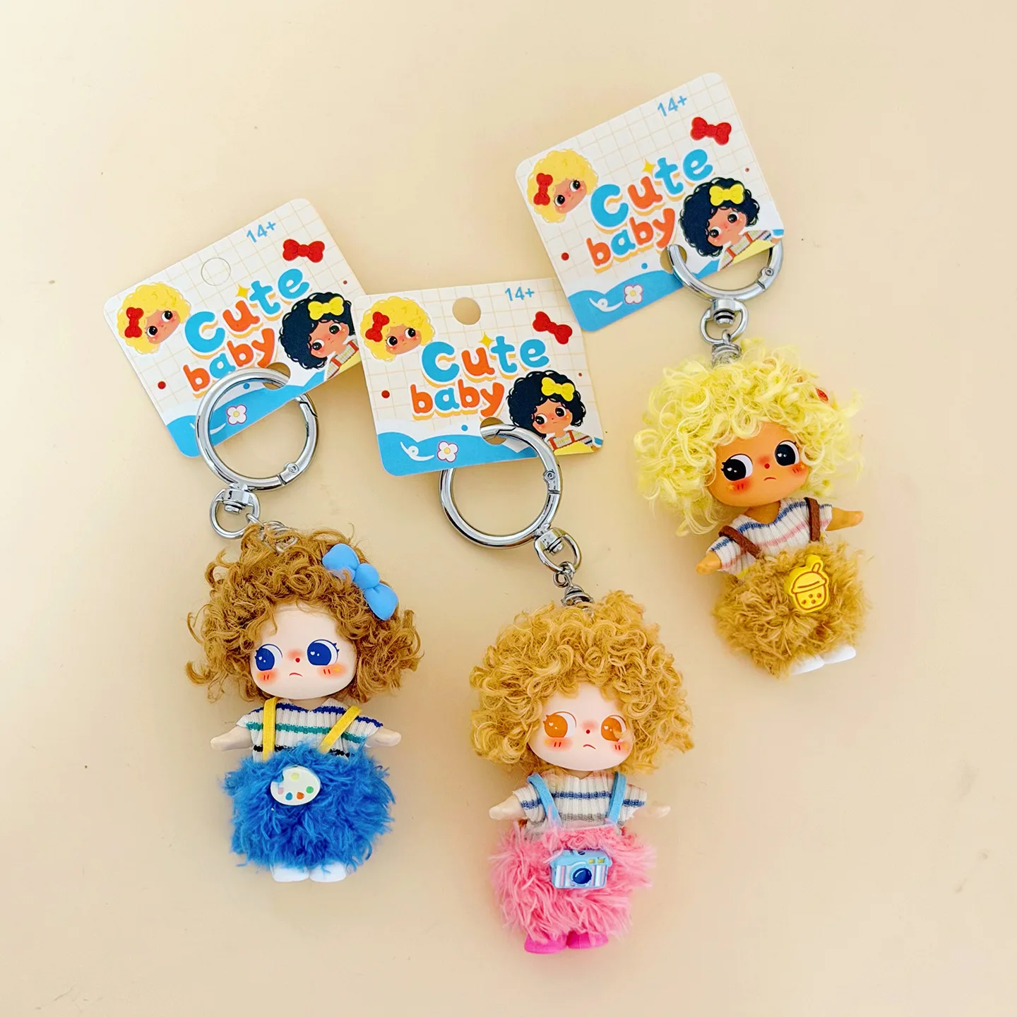 

Original Cute Plush Keychain Vintage Doll Pendant Ins Trendy Backpack Decoration Bag Charm Fluffy Fashion Accessory For Adult