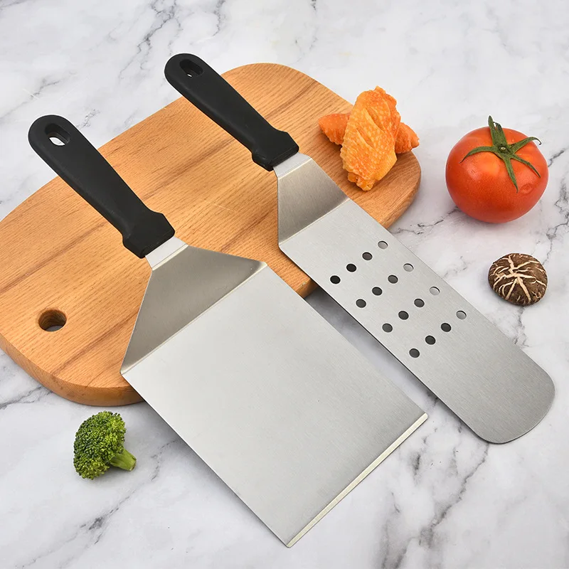 Kitchen Stainless Steel Scraper Cooking Spatula Barbecue Spatula Plate Barbecue Spatula Hamburger Spatula Cooking Utensils