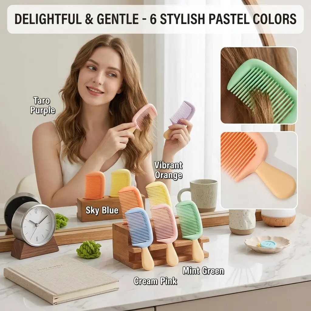 Lovely Sweet Hair Brush Aesthetic Portable Hair Comb Candy Color Small Pocket Hair Brush Compact Daily Grooming Accessory