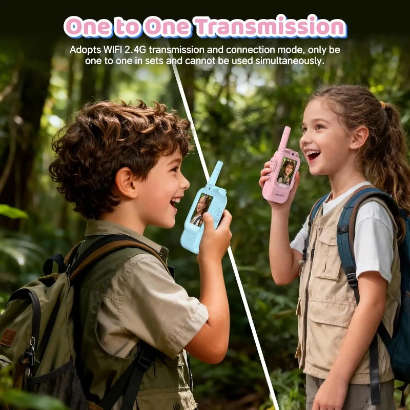 2025 Video Walkie Talkie Toys for Kids with Screen Long Range 2 Way Radio 4 Voice Effects Christmas Birthday Gifts