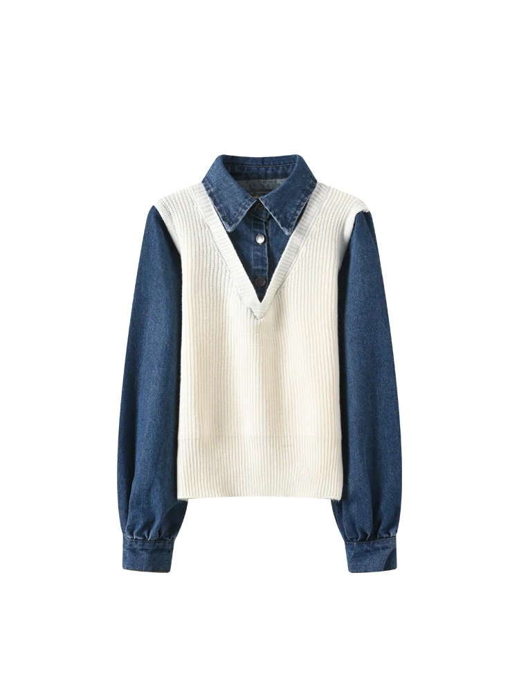 ゆったりとしたロングスリーブの女性用プラスサイズ秋冬新作スリムフィットカレッジ風トップス CaraCLUB ビッグサイズフェイクツーピース