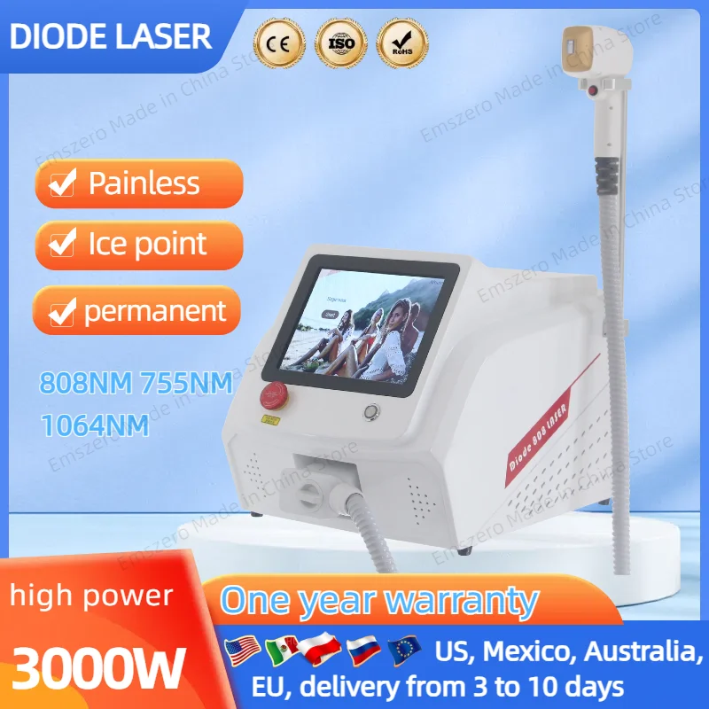 

Factory Price 3000W Laser Ice Platinum Triple Wavelength 755 808 1064 Ice Diode Laser effective Hair Removal Machine