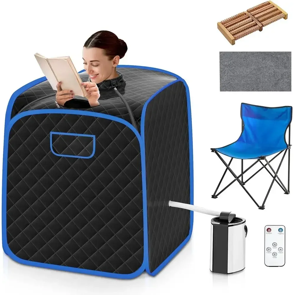 Portable 3L Steam Sauna Spa with Remote, 9-Gear Temp/Timer, Atomization, Ideal for Home Relaxation (Black)