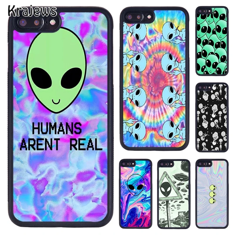 Krajews Alien Martian Humans Arent Real Phone Case For iPhone 16 15 14 plus 11 12 mini 13 Pro XR XS Max cover coque