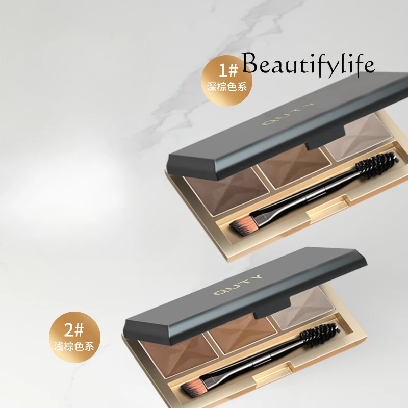 Beautiful three-color eyebrow powder, waterproof and sweat-proof, not easy to decolorize, long-term eyebrow pencil brush