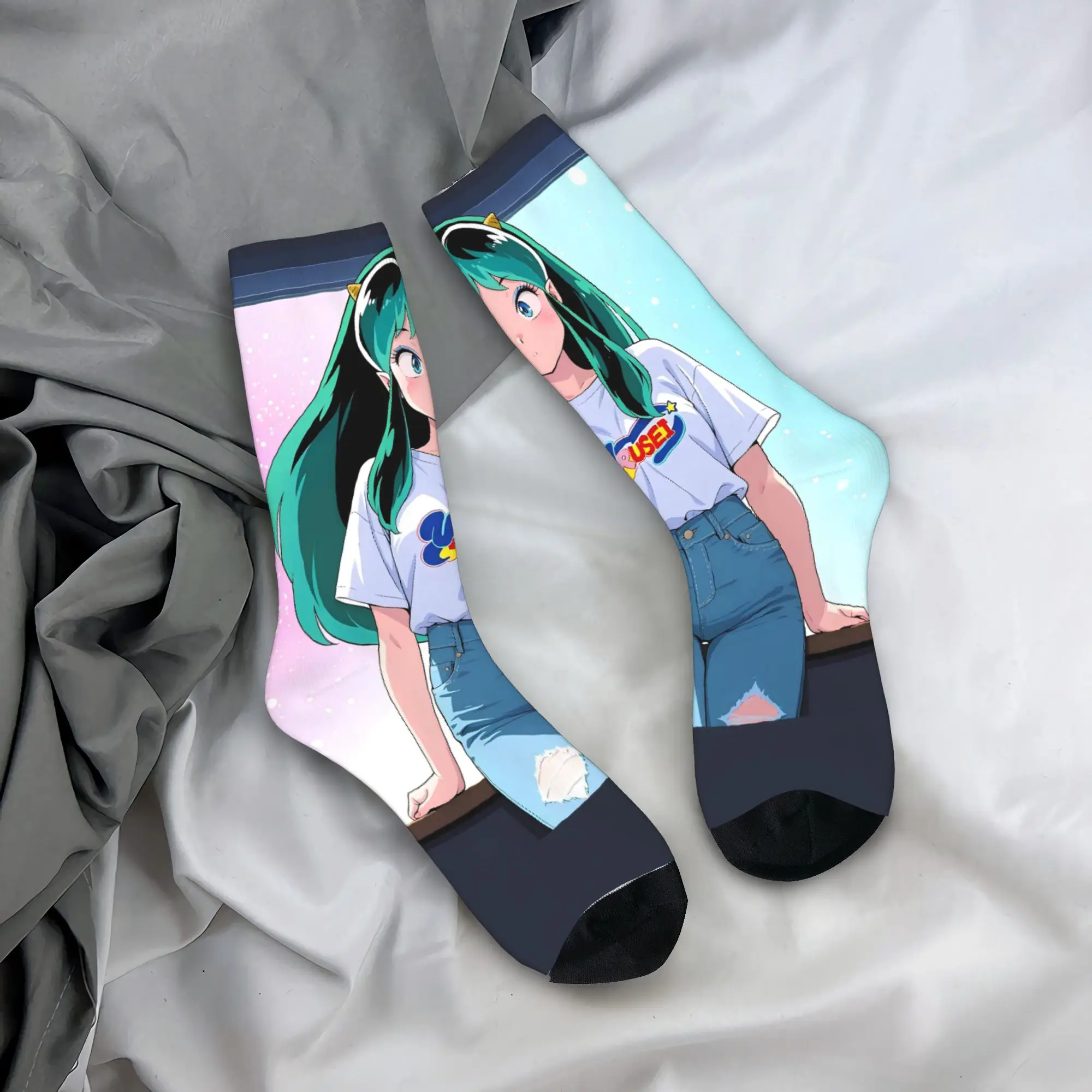 

Goth Lum Urusei Yatsura Socks Autumn Stockings Casual Unisex Men Medium Soft Socks Pattern Skateboard Anti Sweat Socks