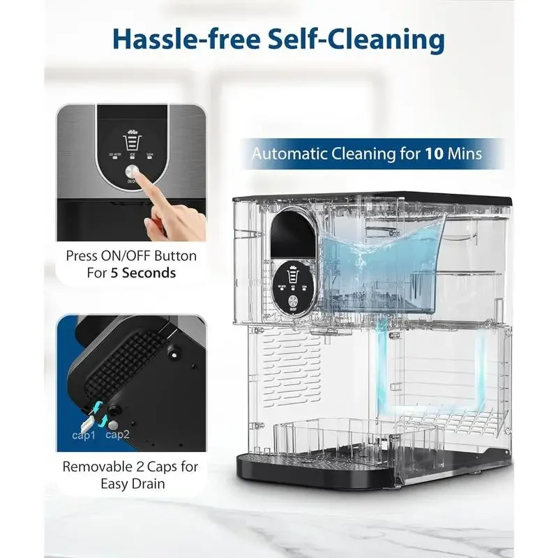 COWSAR Nugget Ice Maker Dispenser, Self Dispensing Pellet , 44lbs/24H,  3.3lbs Ice Storage, Ice Full Indicator, Self-Cleaning