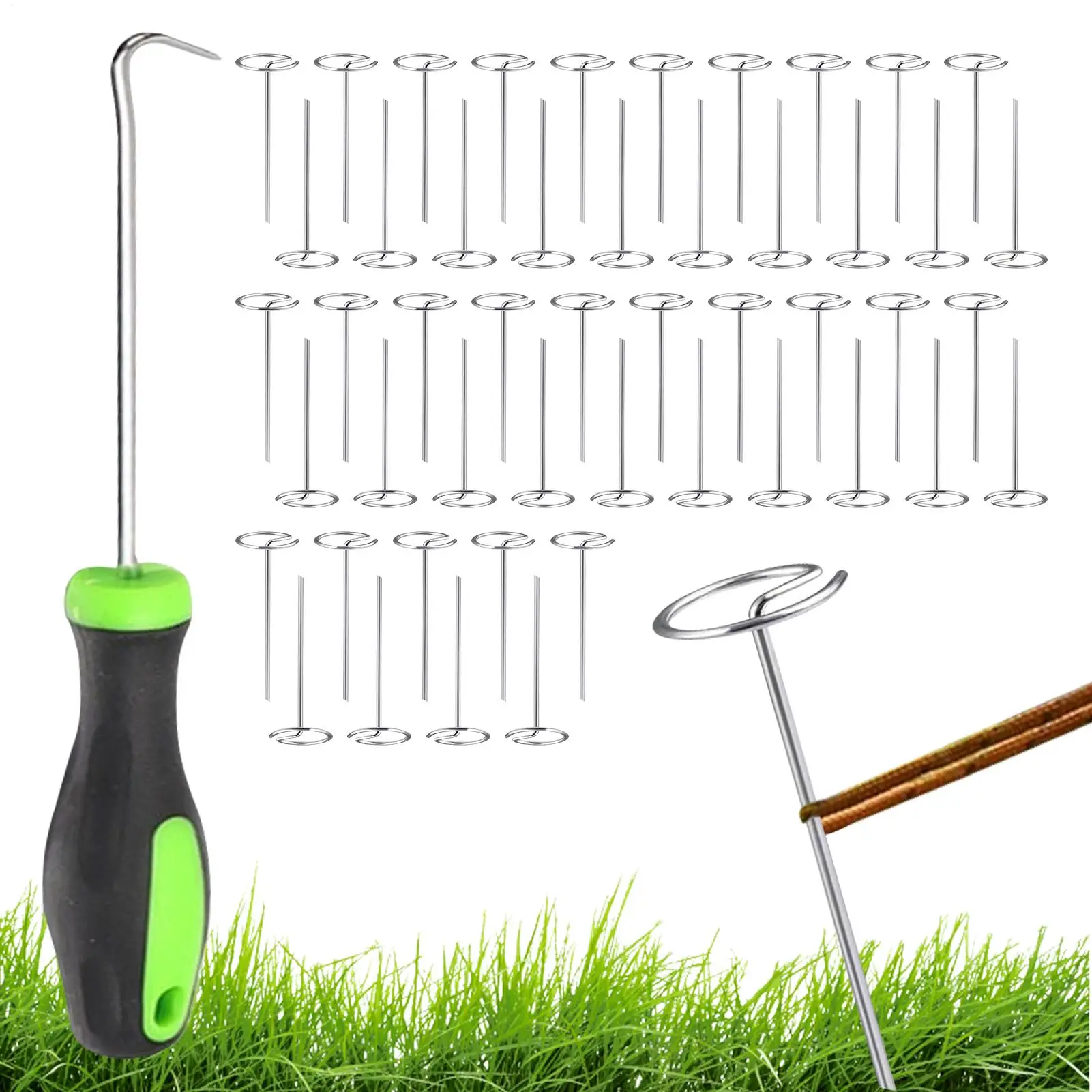 

50-Piece G-Shaped Landscape Fabric Pins - 6 Inch Garden Stakes for Yard, Christmas Decor, Plants, Outdoor Lawn, Fence, Tent