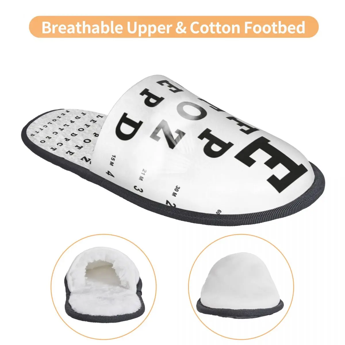 Custom Snellen Eye Chart Memory Foam Slippers Women Soft Warm Optometrist Ophthalmologist Gift House Slippers