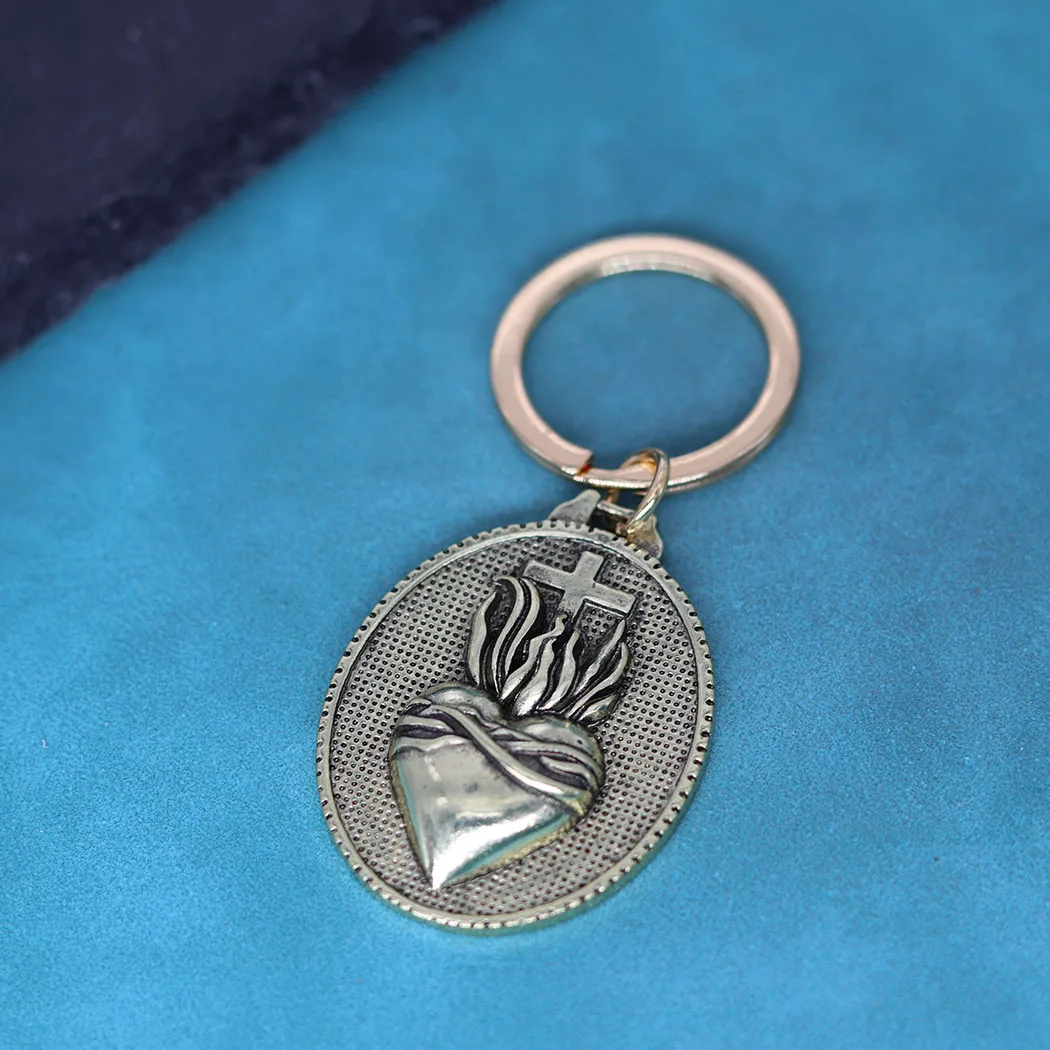 Sacret القلب المفاتيح للرجال النساء المسيحية تميمة قلادة مفتاح سلاسل الدينية الصليب مجوهرات تاليسمان هدية