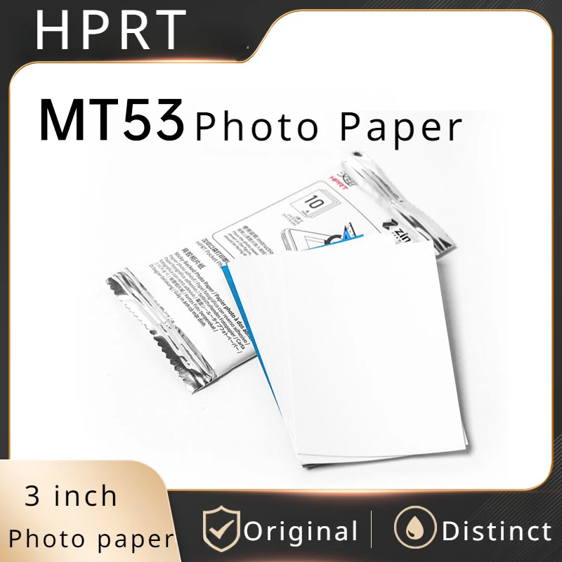 10pcs/20pcs HPRT MT53 Photo Sublimation Paper Zink Original Photo Paper, 3-inch Photo Paper, High Adhesive Backing Adhesive