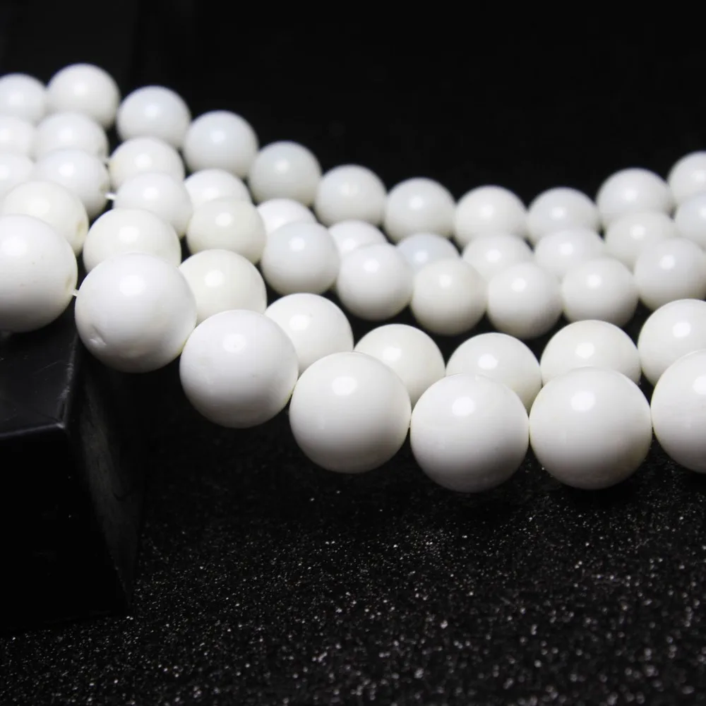 Perles rondes en coquillage Tridacna blanc naturel, pour la fabrication de bijoux, accessoires pour bracelets et colliers, DIY, 6/8/10/12mm, brin 15 '', vente en gros