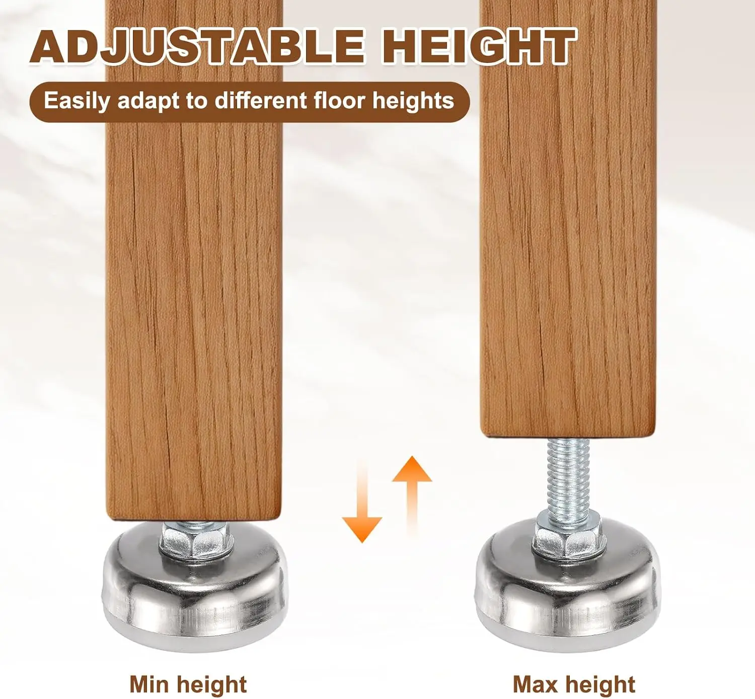 4PCS Adjustable Foot Pads, Used For Chair Display Cabinets, Furniture, Table Bottom Feet, With 4 Claw Nuts Provided