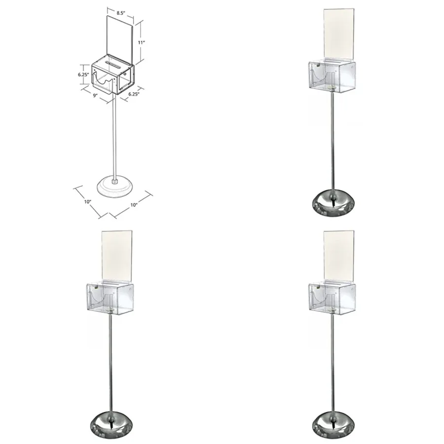 

206320-CLR, Suggestion Box with Lock and Keys, Donation Box, Offering Box, Locked Display Stand, Acrylic Sign Holder on Pedesta