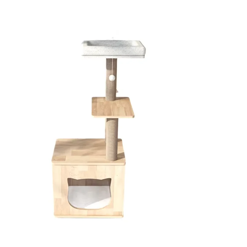 Luxury modern solid wood eco-friendly cat tower multi-storey villa climbing frame sisal scratching board large indoort apartment