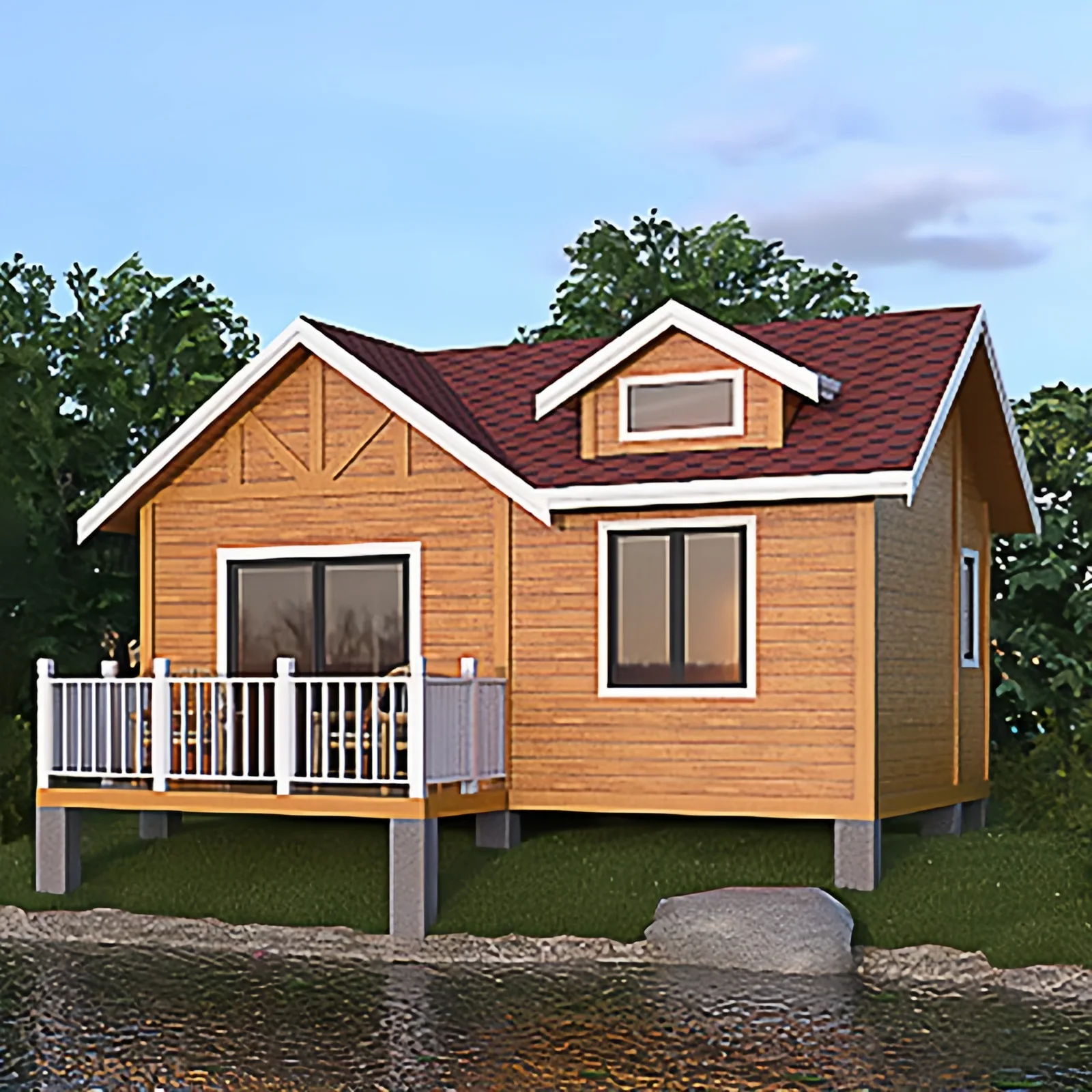 One bedroom one living room chalet homestay preservative wood mobile villa solid wood house agritainment villa living wood room