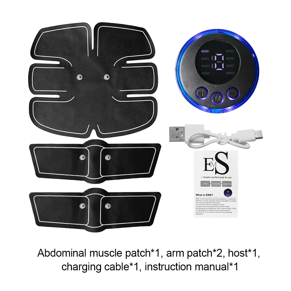 ABS Muscle Stimulator Electric Training Patches EMS Muscle Stimulator Fitness ABS Arm USB Charging Home Use Shaping Equipment